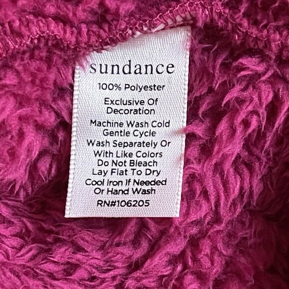 Sundance Teddy Sweater Womens Medium Sasha Fleece Oversized Pullover Magenta - Picture 6 of 9